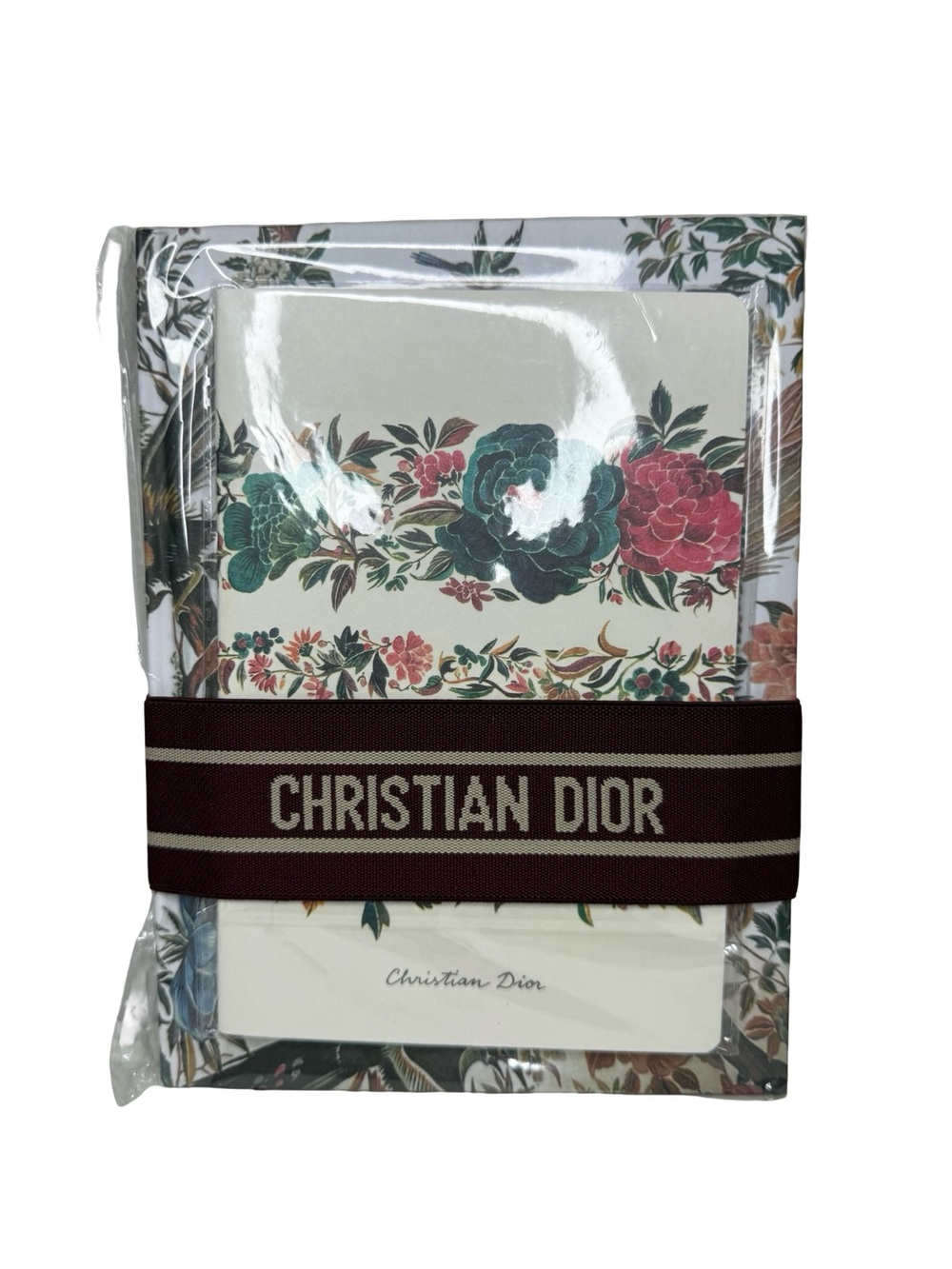 Dior Floral Notebook Set with Burgundy Christian Dior Band